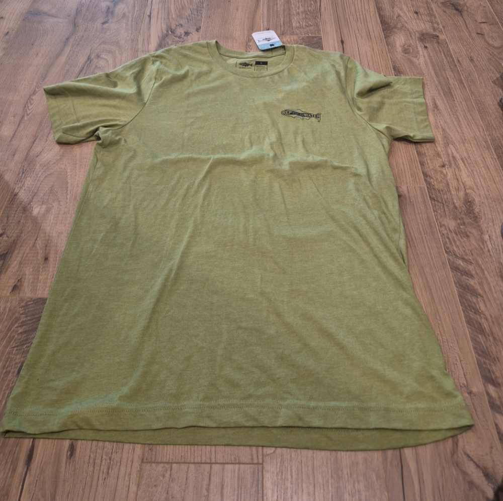 REPYOURWATER Tee Shirt Green Size Large Fishing